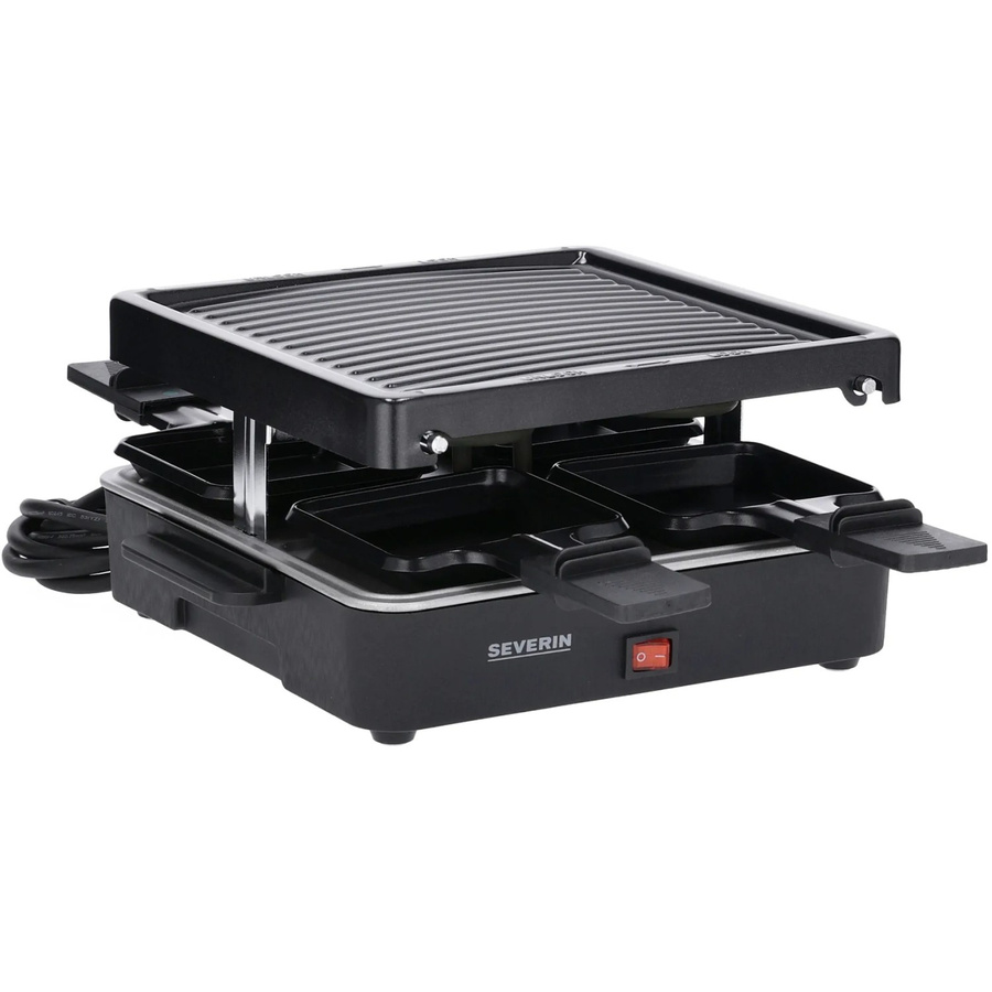 Severin Mini Raclette-Grill RG 2370 in Schwarz mit 4 Pfännchen und Grillfunktion - Bild 3