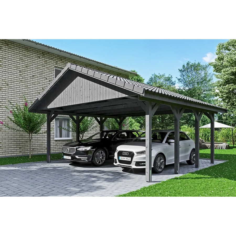 Satteldach-Carport Wallgau von SKANHOLZ in Schiefergrau mit Dachlattung, B/T: 620 x 600 cm, Firsthöhe: 354 cm - Bild 2