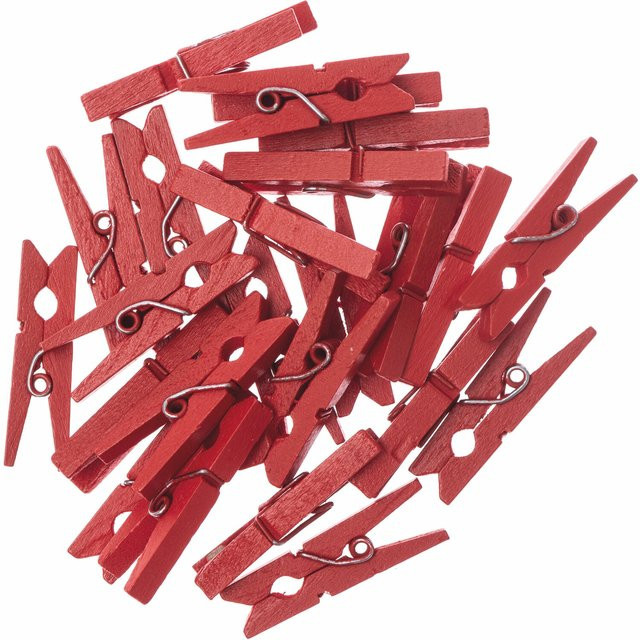 Rico Design Holzklammern in Rot, 24 Stück, Größe 3 cm - Bild 1