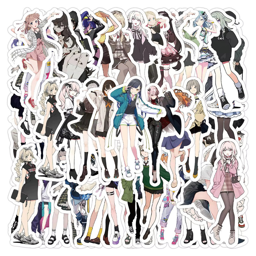 55-teiliges Anime-Girl-Outfit-Aufkleber Set in Multicolour von BulingBulingStickers Store - Bild 2