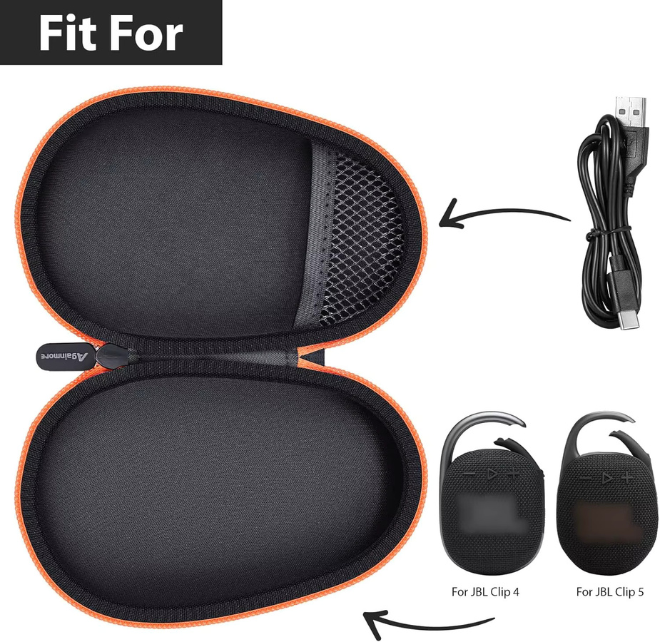 Schützendes Reiseetui für JBL Clip 5 und Clip 4 Bluetooth-Lautsprecher, tragbare Aufbewahrungstasche, Schwarz - Bild 2