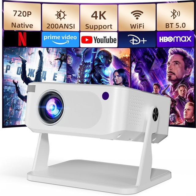 AOC HA109 Projektor mit Android 11, 720P Auflösung, Wifi5 und Bluetooth 5.4, Tragbarer Heimkino Projektor für Outdoor und Indoor - Bild 1