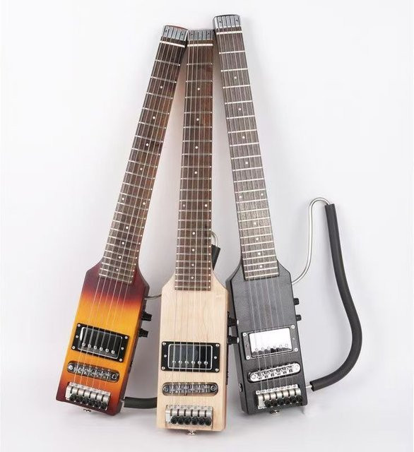 YOUYAN Tragbare Reise-E-Gitarre in Multicolour, kopfloses Design mit Ahorn und Ebenholz, multifunktional und geräuschlos - Bild 1