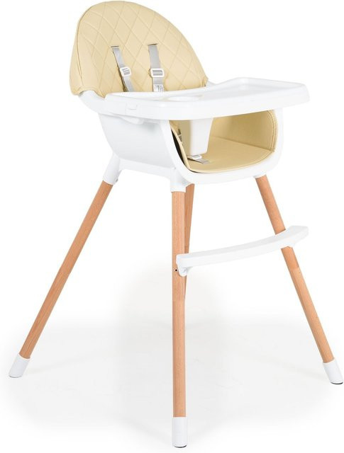 Cangaroo Kinderhochstuhl Gelato 2 in 1 mit verstellbarem Tisch und 3-Punkt-Gurt, beige - Bild 1