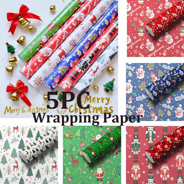 5er Set Weihnachtsgeschenkpapier und Seidenpapier in Mehrfarbig für Weihnachtsgeschenke - Bild 1