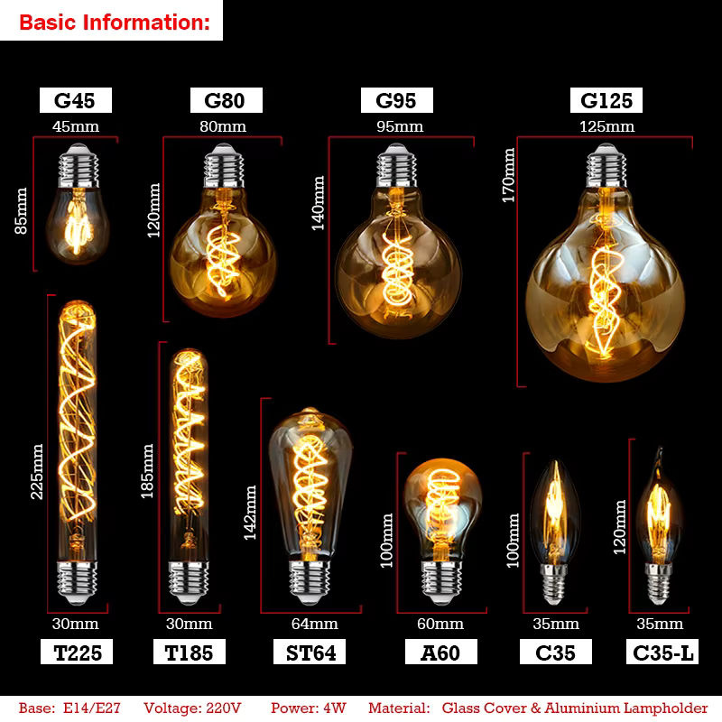 RXMAX Retro Edison-Glühbirne Filament-Leuchtmittel E27 Transparent Warmweiß - Bild 2