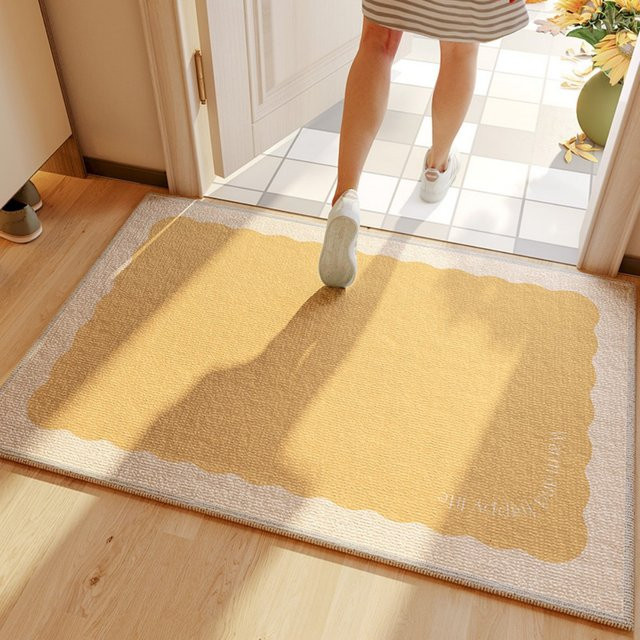 VIKAMA Fußmatte für den Eingangsbereich mit Wellenmuster, rutschfest und wasserabsorbierend, skandinavischer Stil, B/T: 60 x 40 cm - Bild 1