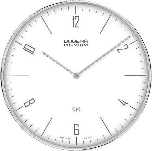 Dugena Wanduhr 7000997 modern analog radio_controlled silber weiß Metall Rund - Bild 1