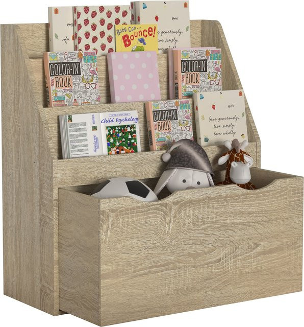 VCM Holzregal Besira L mit Schublade und Rollen für Kinder, Bücherregal und Aufbewahrungsregal, H x B x T: 80 x 73 x 30 cm - Bild 1