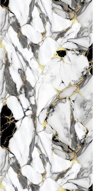 Aluverbund24 PVC Wandpaneele in Onyx-Gold Marmor-Optik Hochglanz, B/H: 122 x 244 cm - Bild 1