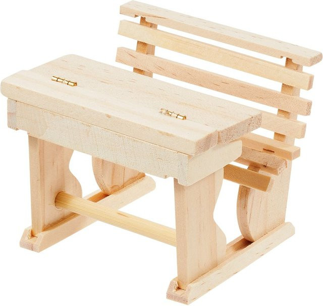 HobbyFun Miniatur Schulbank aus Holz in Beige B: 7,0 cm, T: 6,0 cm, H: 5,8 cm - Bild 1