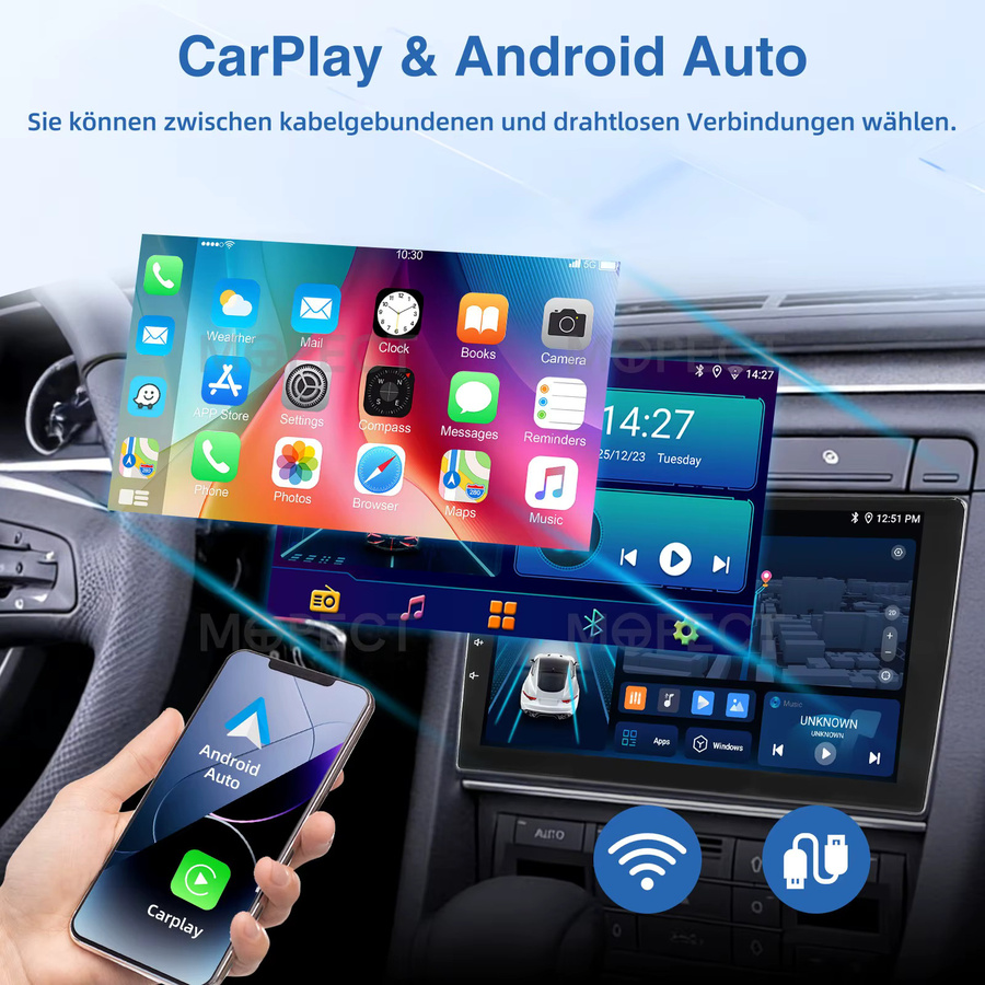 MOPECT Android Autoradio mit GPS und Carplay für Audi A4 S4 RS4 8e 8f B6 B7 sowie SEAT Exeo in Schwarz - Bild 4