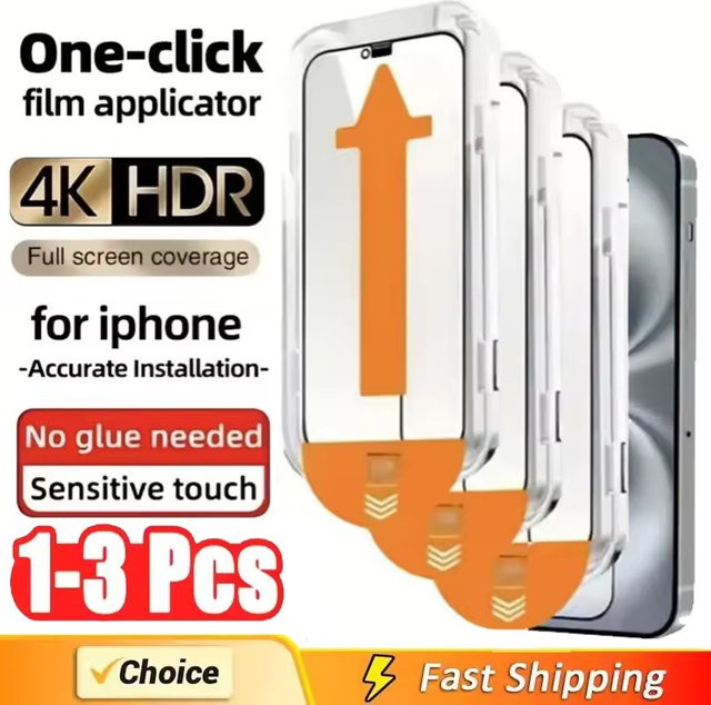 DIXSG 8K High-End Hartglas Displayschutzfolie für iPhone 15 14 13 12 11 Pro Max XS MAX 16 in Transparent mit Montagehilfe - Bild 1