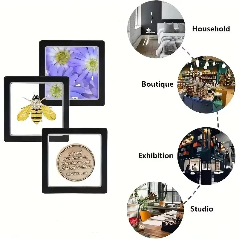 20 Stück Clearview 3D Schwebe-Displayboxen aus transparentem Acryl mit elastischer Folie zur staubdichten Schmuckaufbewahrung - Bild 5