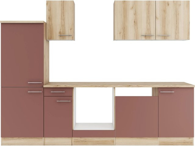 Optifit Küchenzeile KPLB 2742OE-9+ in Wildeiche-Nachbildung und Rostrot, Breite: 270 cm - Bild 1
