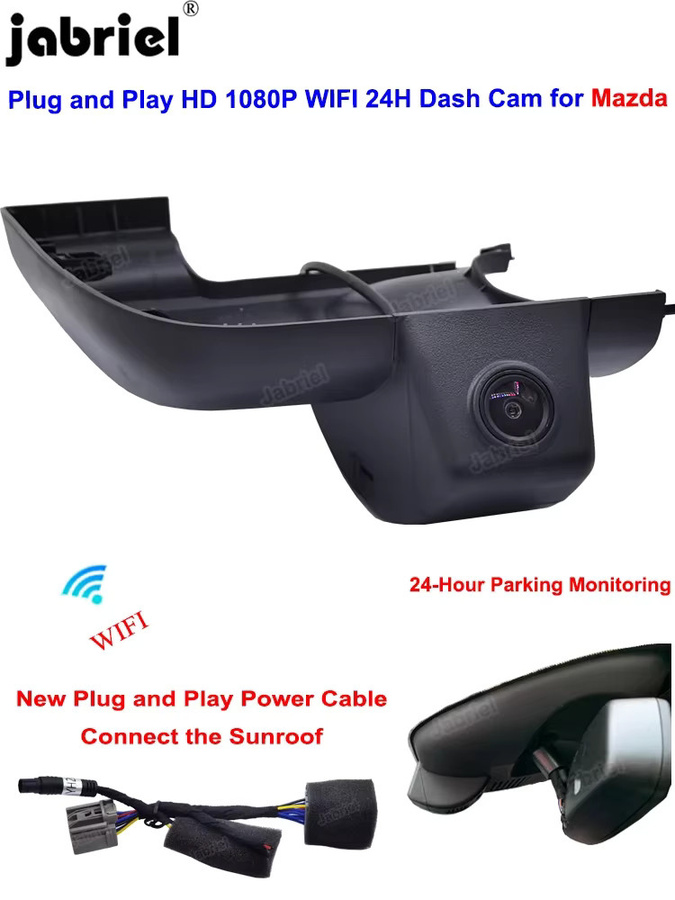 Hochwertige Full HD 1080P Dashcam mit Wifi und 24H Parküberwachung für Mazda 6, Schwarz - Bild 4