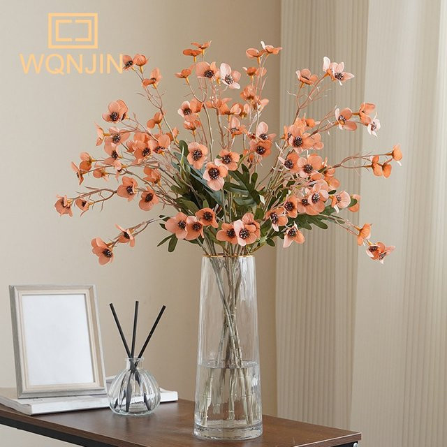 WQNJIN Simulierte Pflaumenblüte in Orange für nordische Retro-Hochzeitsdekoration und florale Tischarrangements - Bild 1