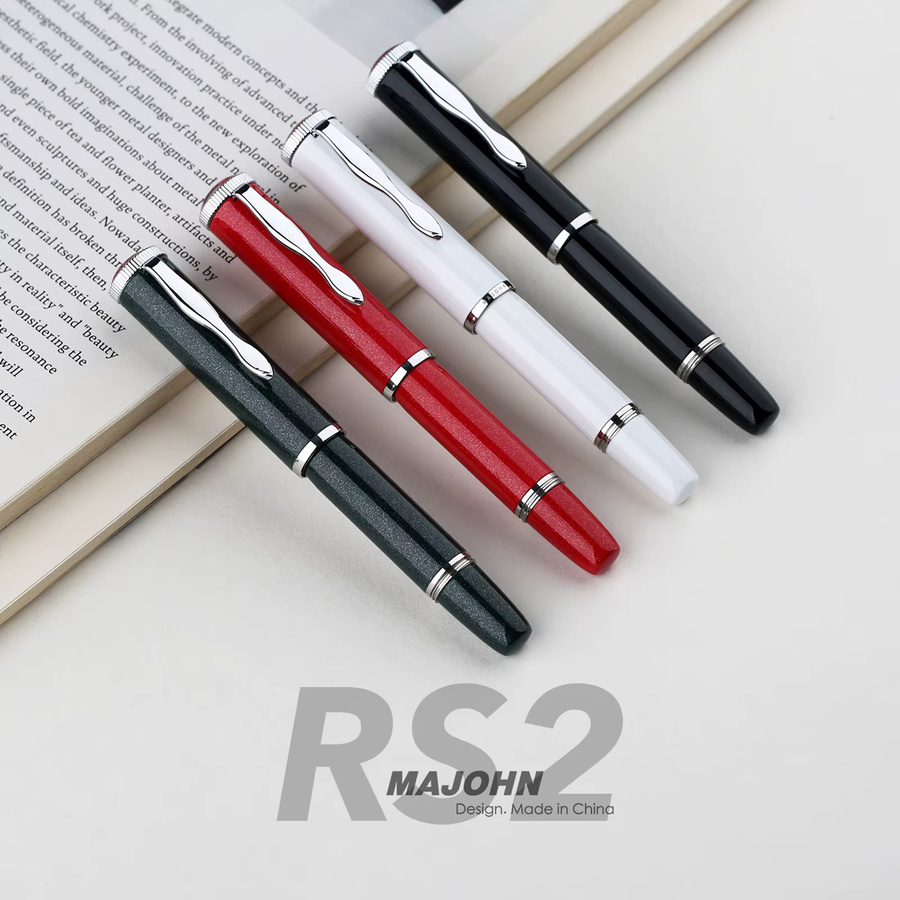 MAJOHN RS2 Mini Füllfederhalter aus massivem Messing in Schwarz und Rot für tägliches Schreiben mit 2,3mm kurzen Tintenpatronen - Bild 4