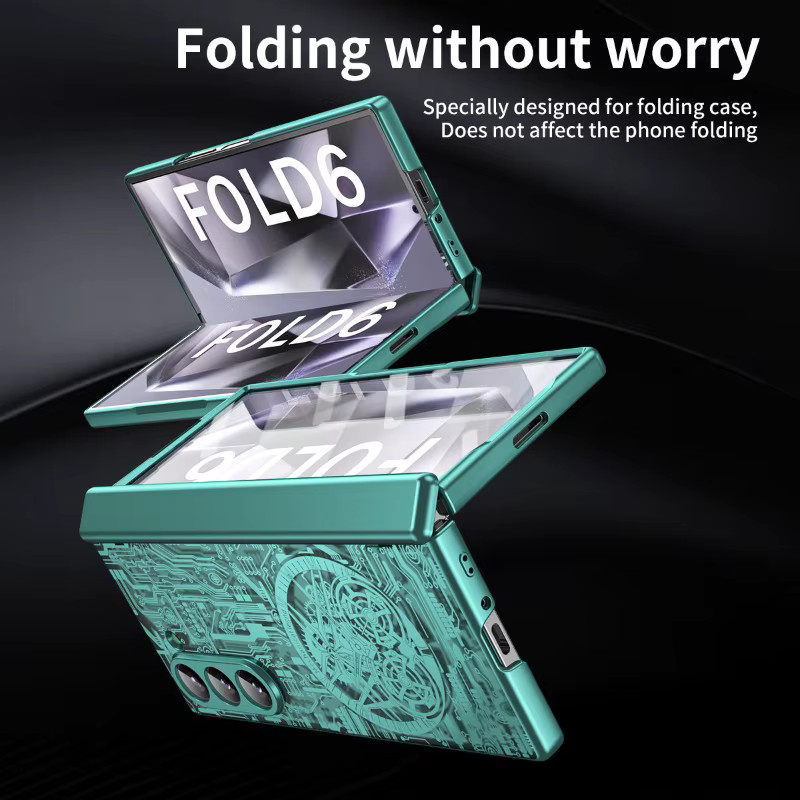 Samsung Galaxy Z Fold 7 6 5 4 3 Scharnierschutzhülle aus galvanisiertem Kunststoff in Schwarz - Bild 1