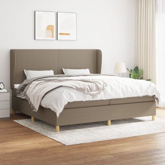 vidaXL Boxspringbett Hybrid mit Matratze und Kopfteil, Farbe: Taupe/Beige/Grau, B/T/H: 200 x 200 x 118 cm - Bild 2