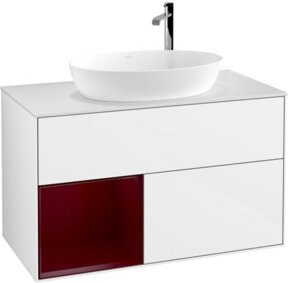V&B Waschtischunterschrank Finion 100 mit Wandbeleuchtung, Weiß lackiert, B/T/H: 100 x 50,1 x 50,1 cm - Bild 1