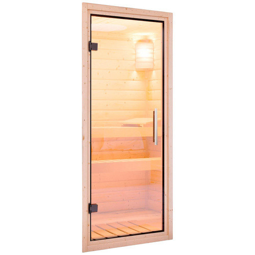 Karibu Sauna Riga 2 für 4 Personen aus Fichte in Beige ohne Ofen B/T/H: 236 x 209 x 184 cm - Bild 2