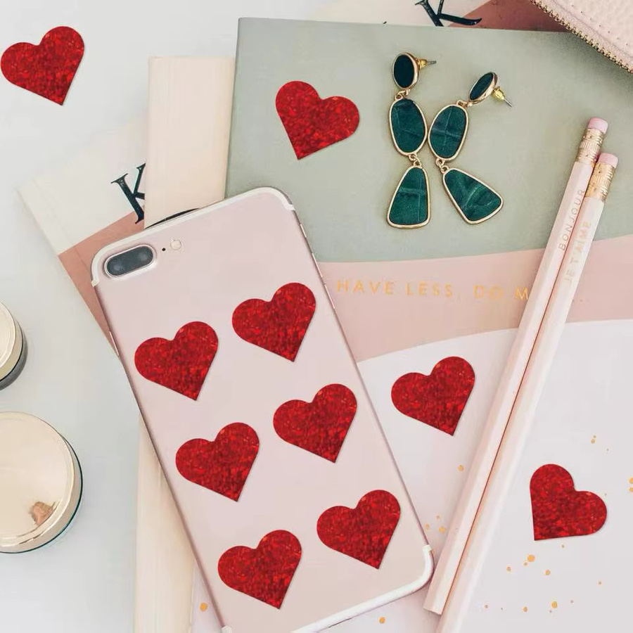 80 Stück rote herzförmige Aufkleber aus Papier für Valentinstag-Dekorationen, Geschenkverpackungen und DIY-Bastelarbeiten - Bild 2