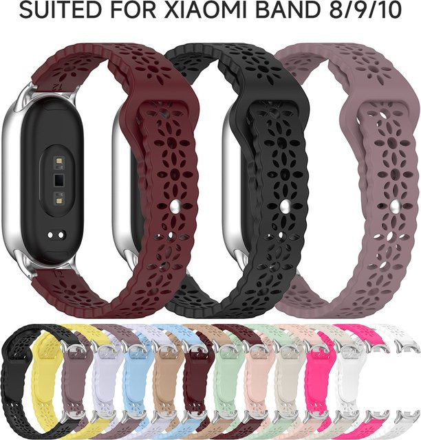 CAOWTAN Uhrenarmband Silikon, floral graviert, Xiaomi Miband 10 9 8 - Bild 1