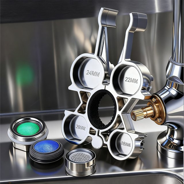 12-in-1 Wasserhahn Belüfter Schraubenschlüssel Set für die Reparatur und Installation von Küchen- und Badezimmer-Wasserhahn-Ventilkernen in Silber - Bild 1