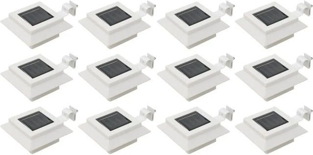 vidaXL Solar-Außenleuchten 12er-Set LED Rechteckig Weiß mit Dämmerungssensor - Bild 1
