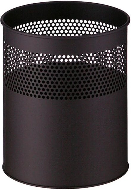 PROREGAL Runder halbperforierter Papierkorb aus Metall in Schwarz, Volumen: 31 Liter, H x Ø: 40,5 x 31 cm - Bild 1