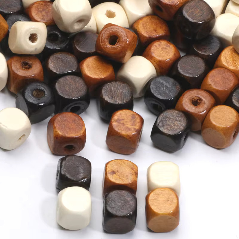Laudsong Holzperlen, quadratische Würfel, 10 mm, Unisex - Bild 4