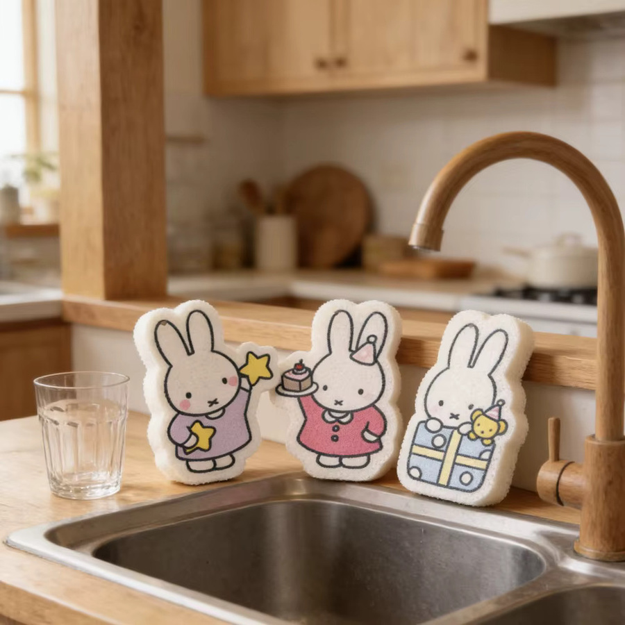 Miffy Kawaii Cartoon Küchenschwamm aus Holzfaser in Multicolour - Bild 2