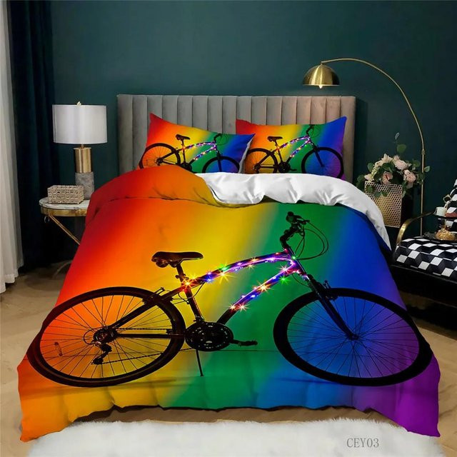Lodestar Bettwäsche Set mit Fahrradmuster in Orange, Bettbezug und Kissenbezüge aus Mikrofaser für Erwachsene und Kinder, B/H: 135 x 200 cm - Bild 1