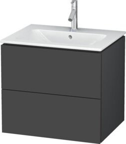 Duravit L-Cube Waschtischunterschrank wandhängend mit 2 Schubladen, Farbe: Grau matt, B: 62 cm, T: 48,1 cm, H: 55 cm - Bild 1