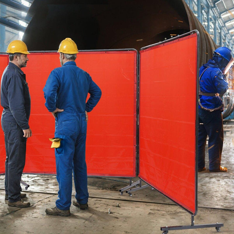 Buying Solutions MB Schweißschutzschirm mit 3-Panel-Rahmen aus flammhemmendem Vinyl in Rot, B/H: 183 x 183 cm - Bild 8