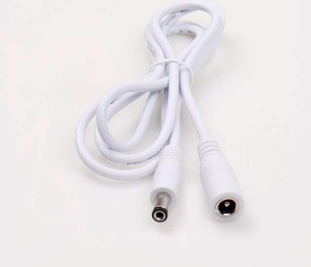 LANO DC5521 Verlängerungskabel männlich zu weiblich in Weiß, Länge: 1 m, ideal für CCTV-Überwachungskameras, Router und LED-Streifen - Bild 1