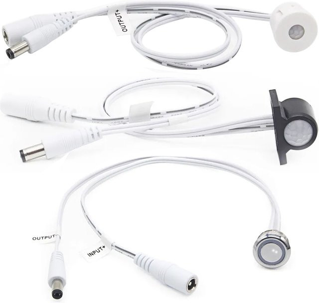 MJJC Bewegungsmelder mit Touch-Sensor für LED-Streifen, 12V DC, Infrarot PIR Sensor, Schwarz oder Weiß - Bild 1
