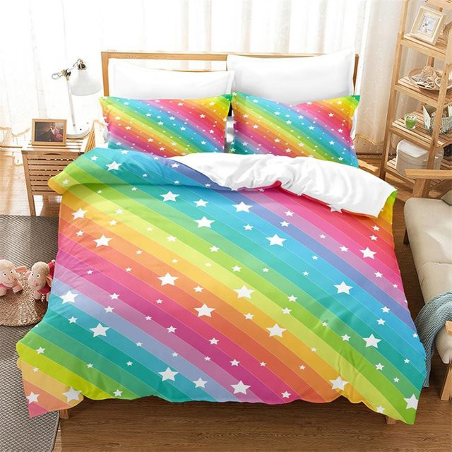 3-teiliges Mikrofaser Bettwäscheset mit Sternen-Design in Mehrfarbig, King Size, B: 173 cm - Bild 1
