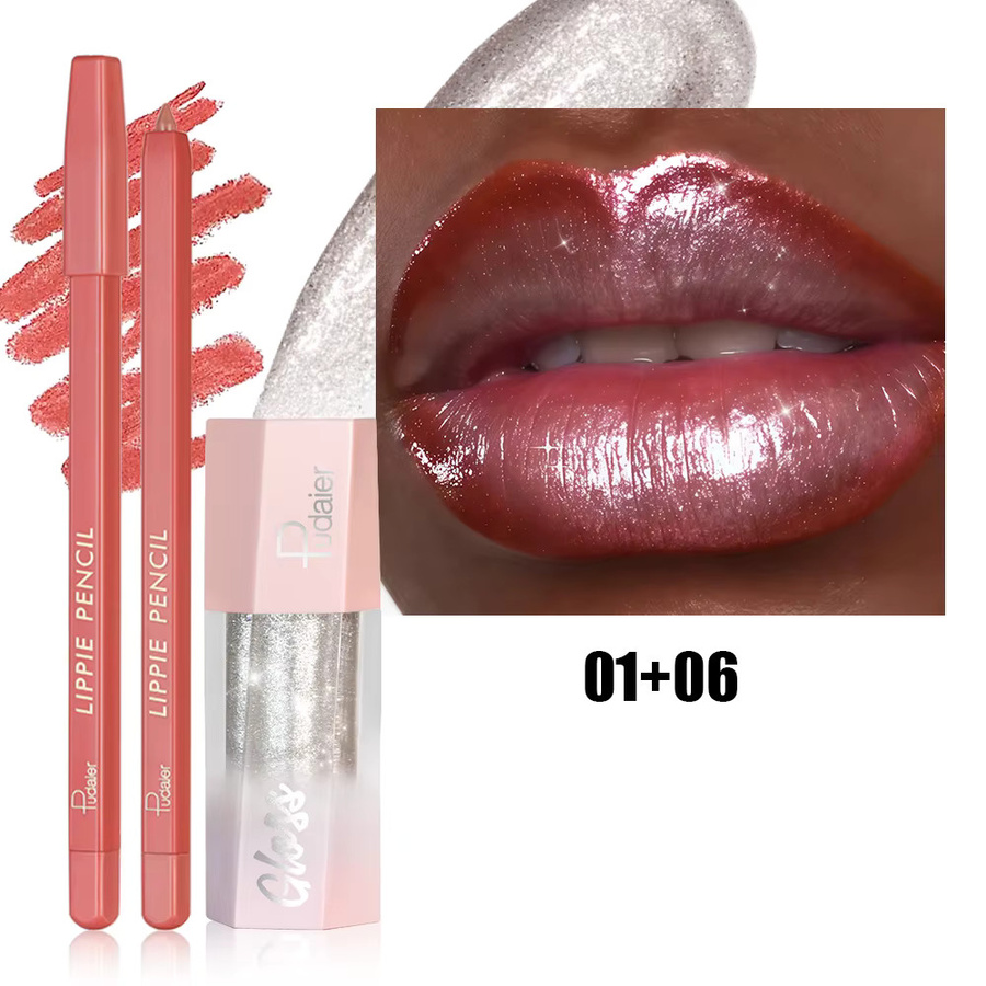Lipliner & Schimmer-Lipgloss-Set, Lippen-Make-up-Kit - Bild 2