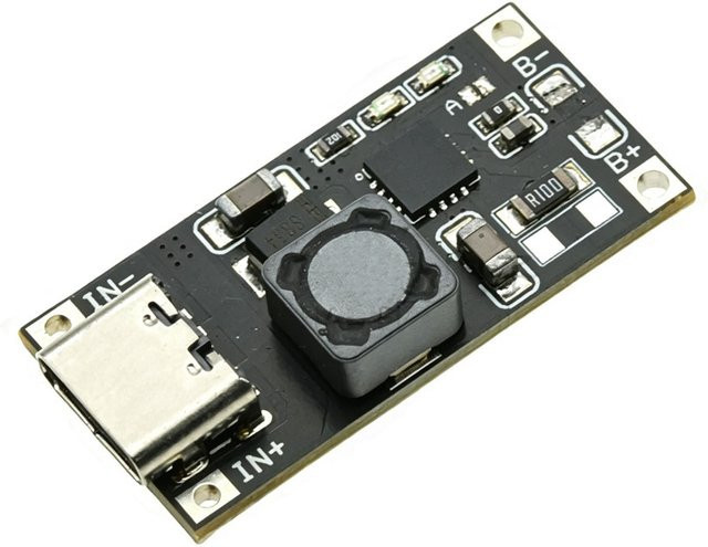 TP5000 Ladeplatinen-Management-Modul zur Spannungsstabilisierung für 4,2V/3,6V Einzelzellen-Lithiumbatterien mit USB-C Anschluss, Schwarz - Bild 1