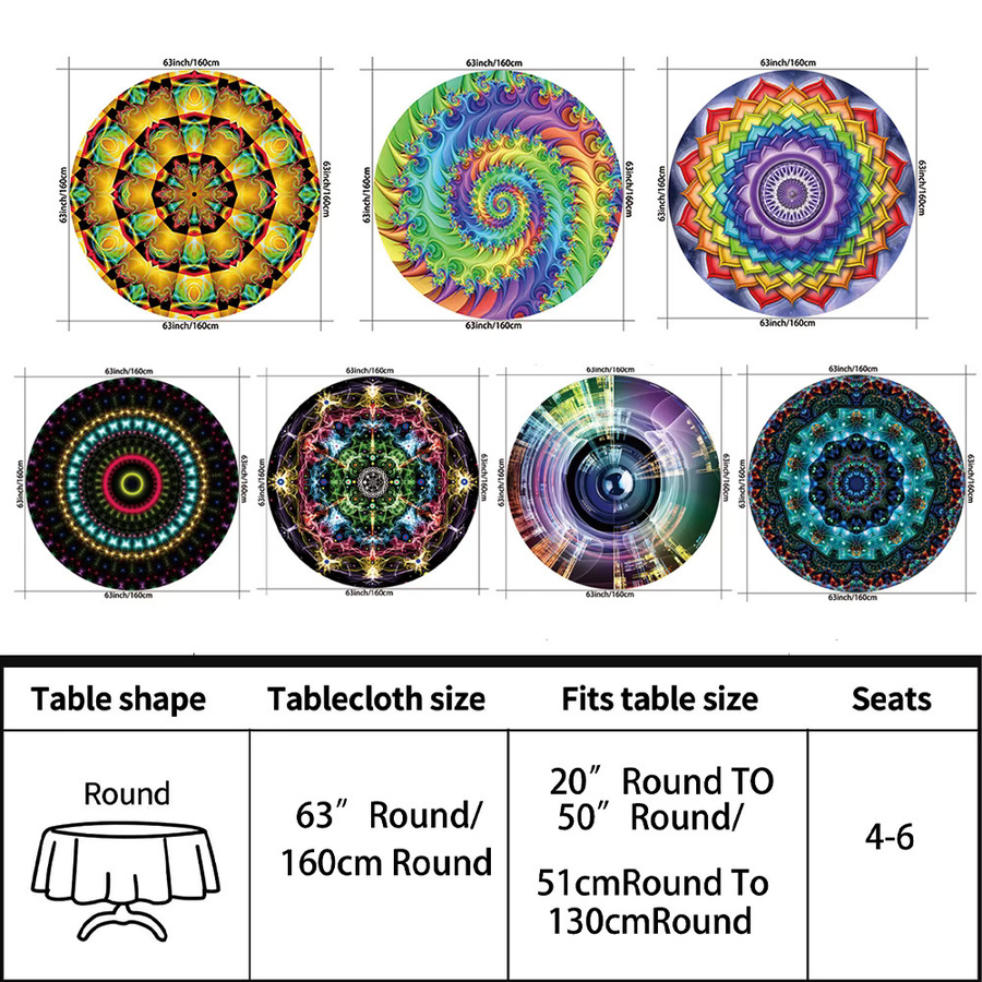 Wasserfeste runde Tischdecke mit buntem Vortex-Technologie-Muster, Durchmesser: 160 cm - Bild 3