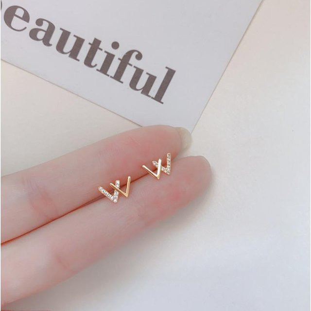 Lucky Star Jewelry Ohrstecker, Doppel-V-Buchstaben, Gold, Damen - Bild 1