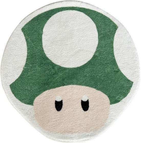 Cartoon Pilzkopf Teppich in Grün, quadratischer Kaschmir-Imitations-Teppich aus Polyester, rutschfest und schmutzabweisend, B/T: 60 x 60 cm - Bild 1