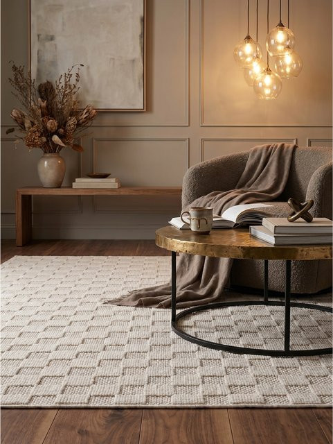 Flachgewebe-Teppich Kadima Design Schachbrett Beige B: 200 cm, T: 290 cm - Bild 1