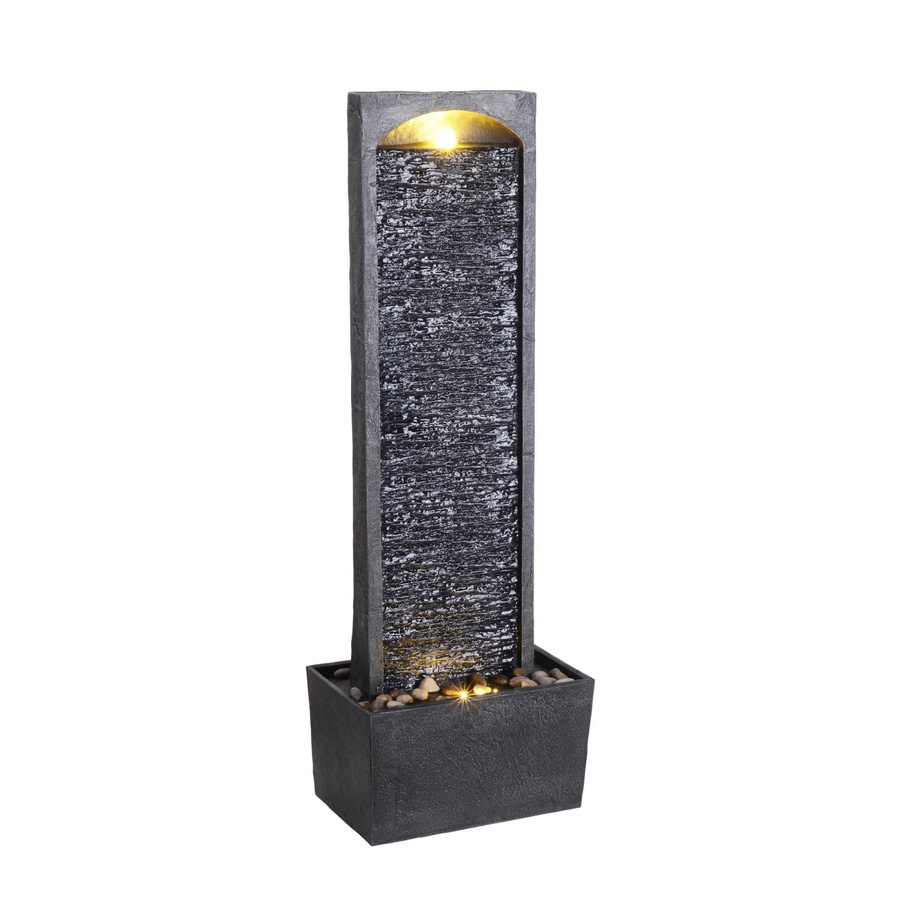 Teamson Home Zeitgenössischer LED Wasserfall Brunnen mit Pebble Basis in Schwarz Grau, Höhe: 98 cm - Bild 2