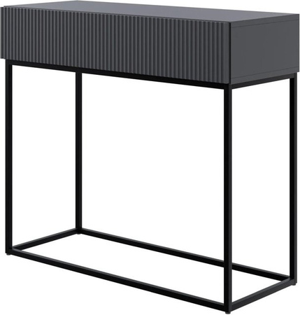 Selsey Veldio Konsolentisch mit Lamellenfront und Schublade in Schwarz, Breite: 90 cm