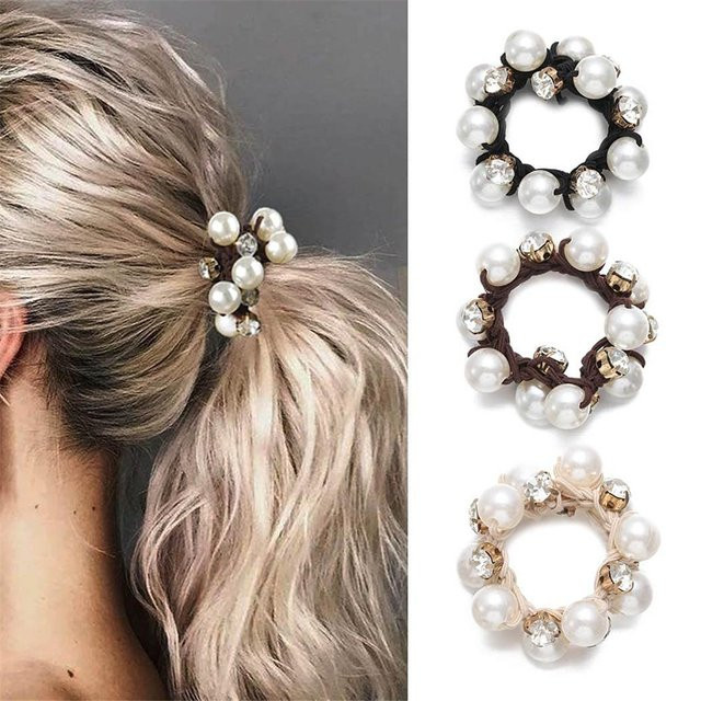 Paux Haargummi, Perlenrand, Glitzer, Strass, gray, Damen - Bild 1