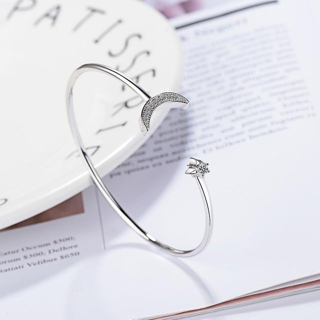 Armband 925 Silber, Sterne und Mond, Zirkonia, Damen - Bild 1