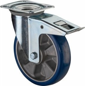 BS Transportrolle L420.B92.250 aus Stahl in Chrom und Silber/Blau mit 250 mm Rollendurchmesser - Bild 1